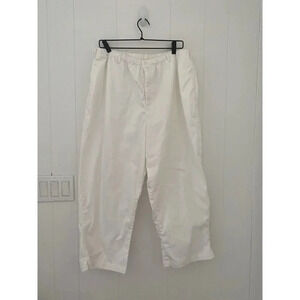 Lands End Elastic Waist Modern Casual Pants 20W Plus Sz White w Pockets I106